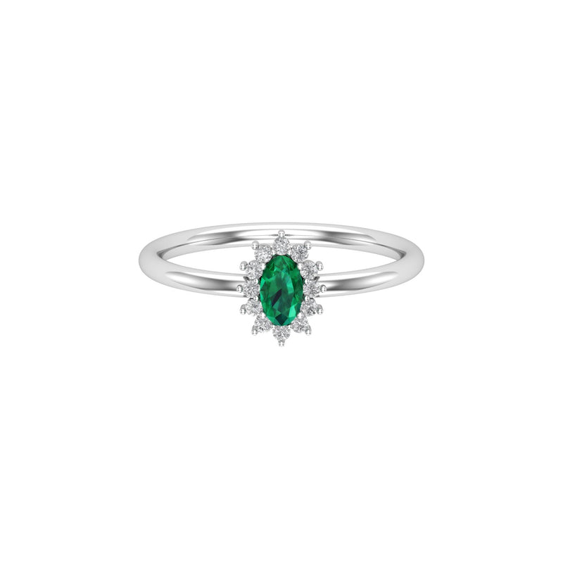 Emerald Diamond Oval Engagement Ring