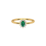 Solid Gold Oval Emerald Diamond Ring