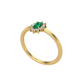 Solid Gold Oval Emerald Diamond Ring