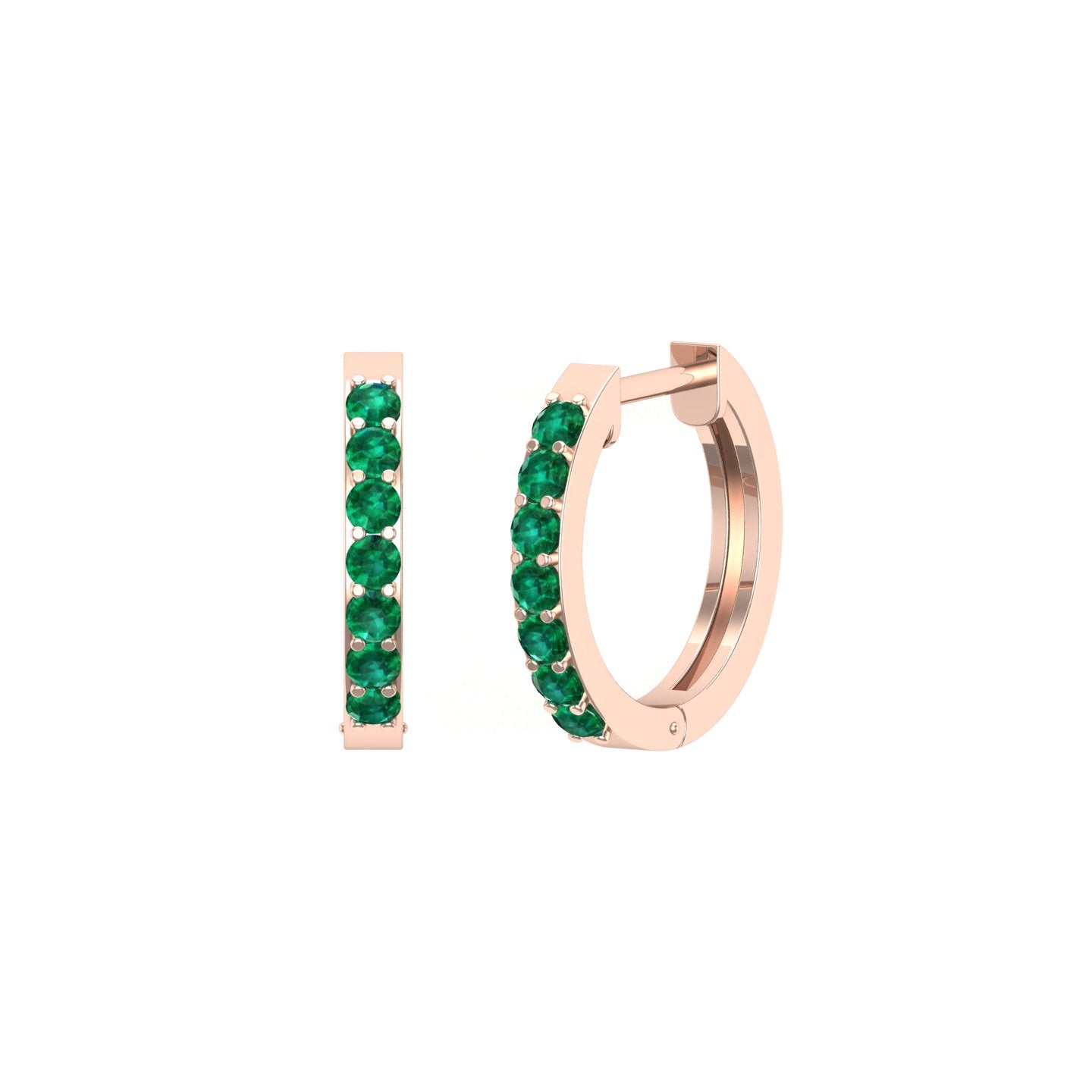 Solid Gold Emerald Huggie Earrings