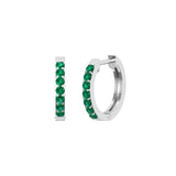 Solid Gold Emerald Huggie Earrings