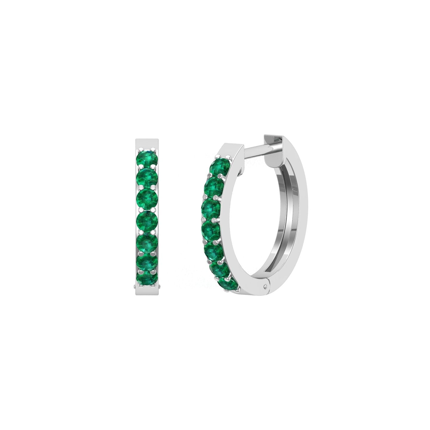 Solid Gold Emerald Huggie Earrings