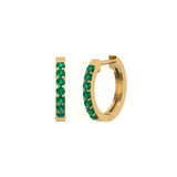 Solid Gold Emerald Huggie Earrings