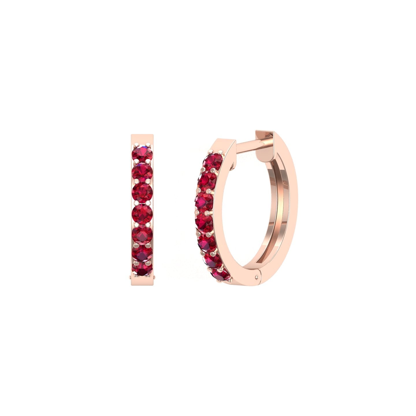 Solid Gold Ruby Huggie Earrings