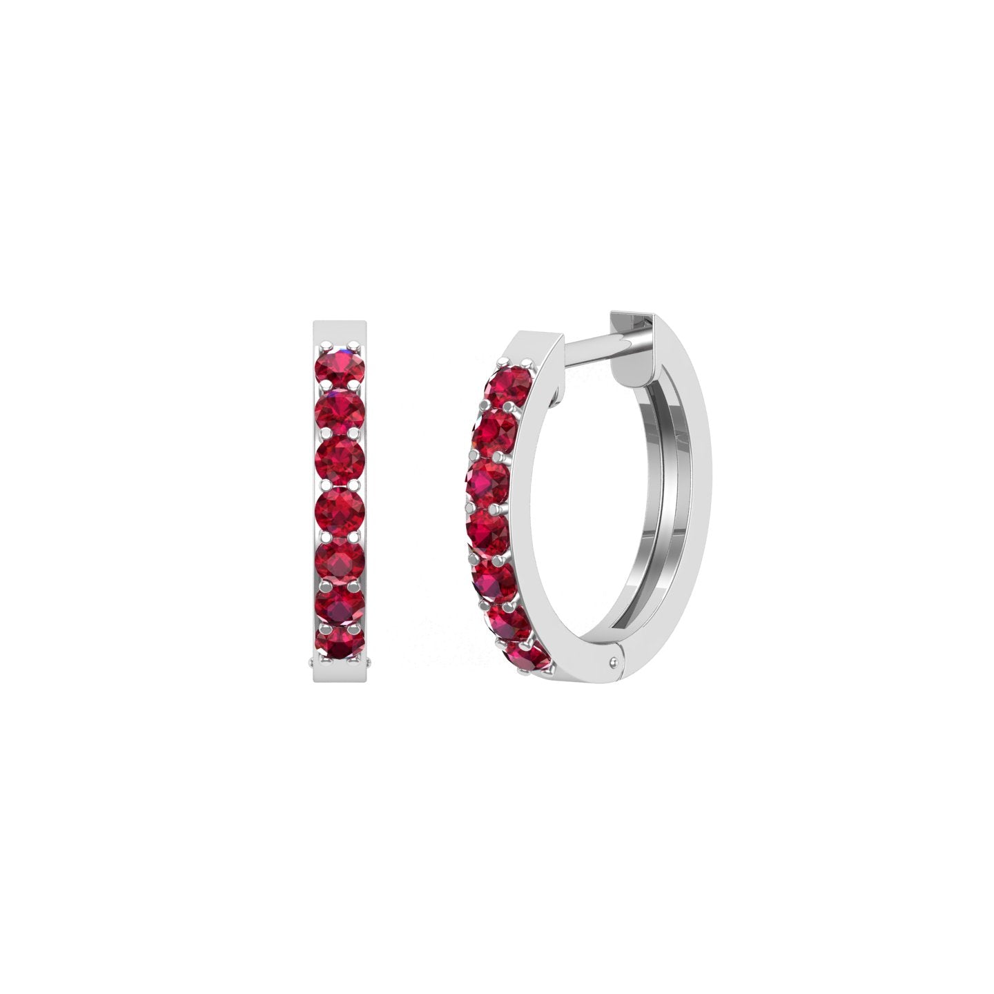 Solid Gold Ruby Huggie Earrings