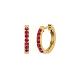 Solid Gold Ruby Huggie Earrings
