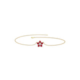 Solid Gold Ruby Diamond Floral Bracelet