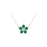 Solid Gold Emerald Cluster Charm Necklace