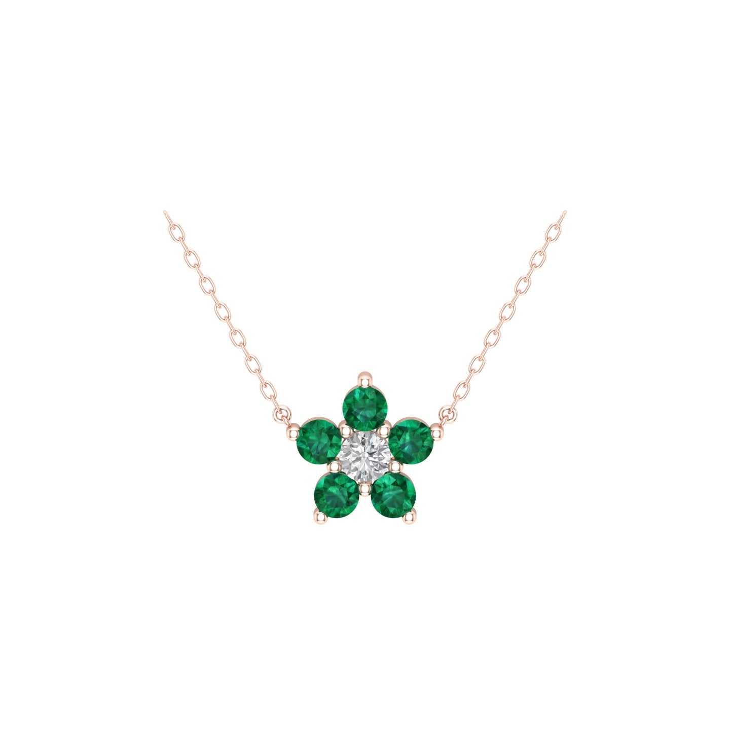 Solid Gold Emerald Cluster Charm Necklace
