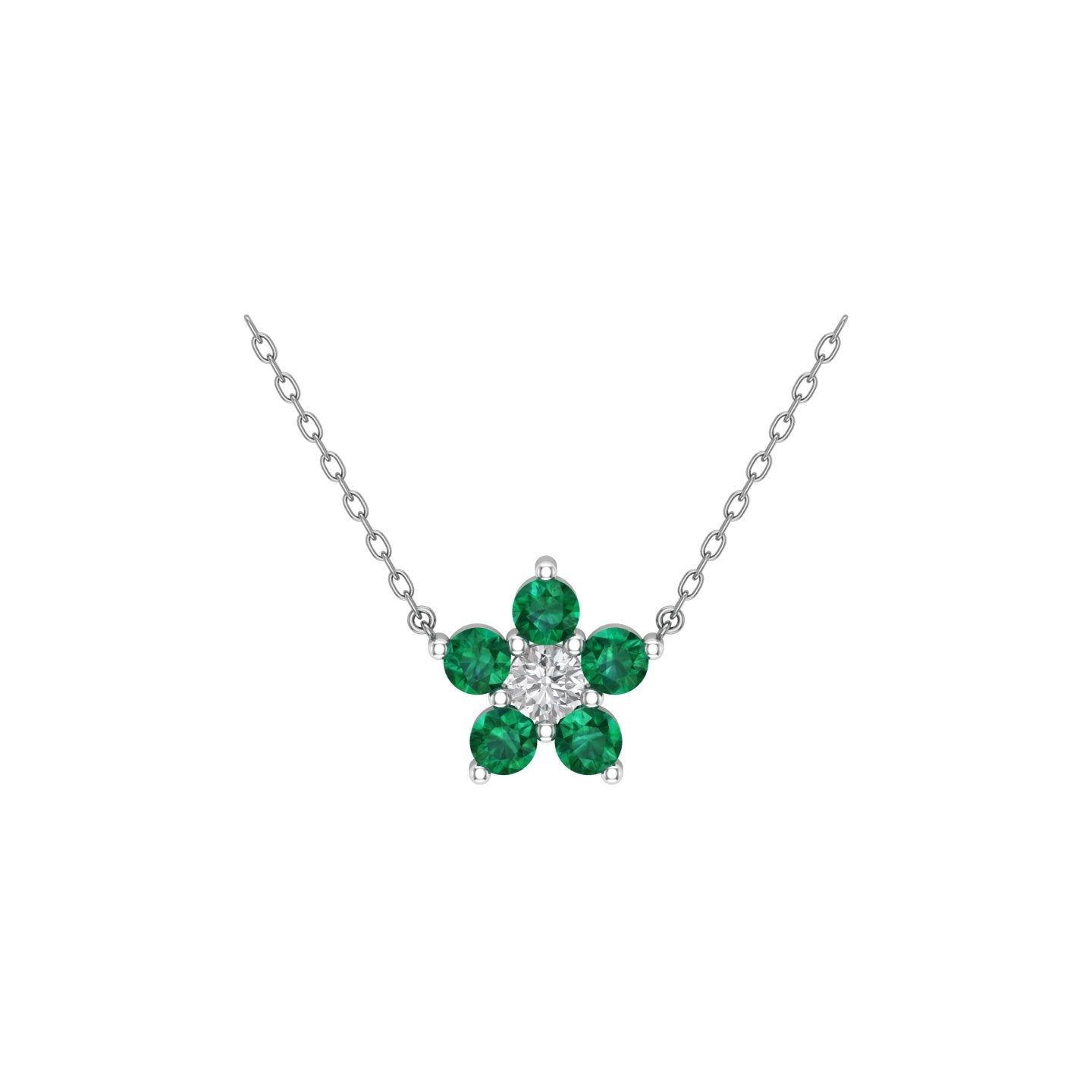 Solid Gold Emerald Cluster Charm Necklace