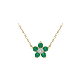 Solid Gold Emerald Cluster Charm Necklace