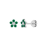 Solid Gold Emerald Floral Studs