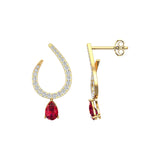 Solid Gold Diamond Ruby Dangle Studs