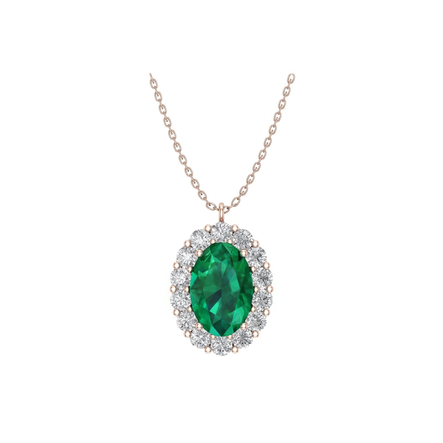 Solid Gold Diamond and Emerald Statement Necklace