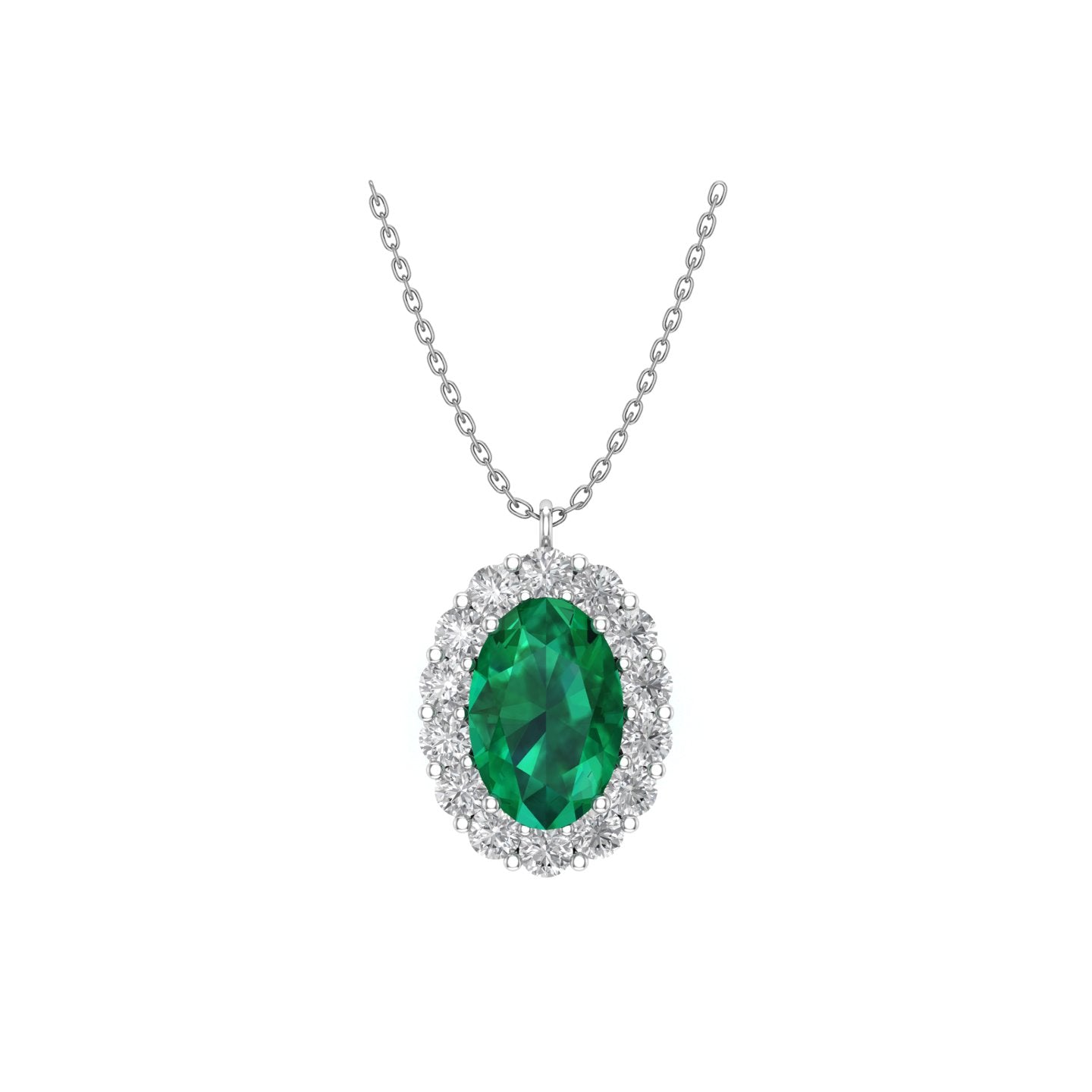 Solid Gold Diamond and Emerald Statement Necklace