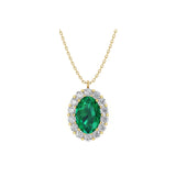 Solid Gold Diamond and Emerald Statement Necklace