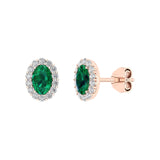 Solid Gold Emerald Diamond Statement Stud Earrings