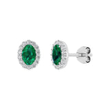 Solid Gold Emerald Diamond Statement Stud Earrings
