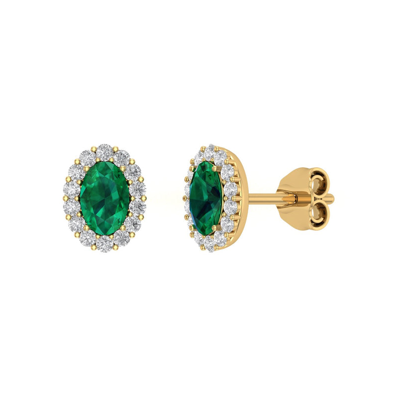 Emerald Diamond Statement Stud Earrings