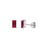Solid Gold Ruby Baguette Studs