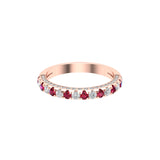 Solid Gold Ruby Diamond Half Eternity Band