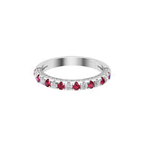 Solid Gold Ruby Diamond Half Eternity Band