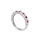 Solid Gold Ruby Diamond Half Eternity Band