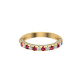 Solid Gold Ruby Diamond Half Eternity Band