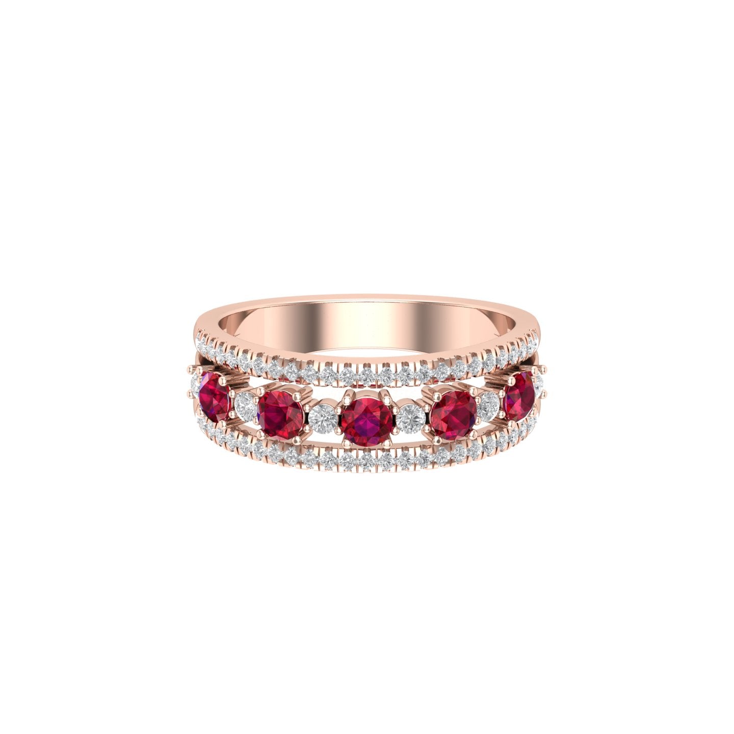 Solid Gold Ruby Diamond Ring