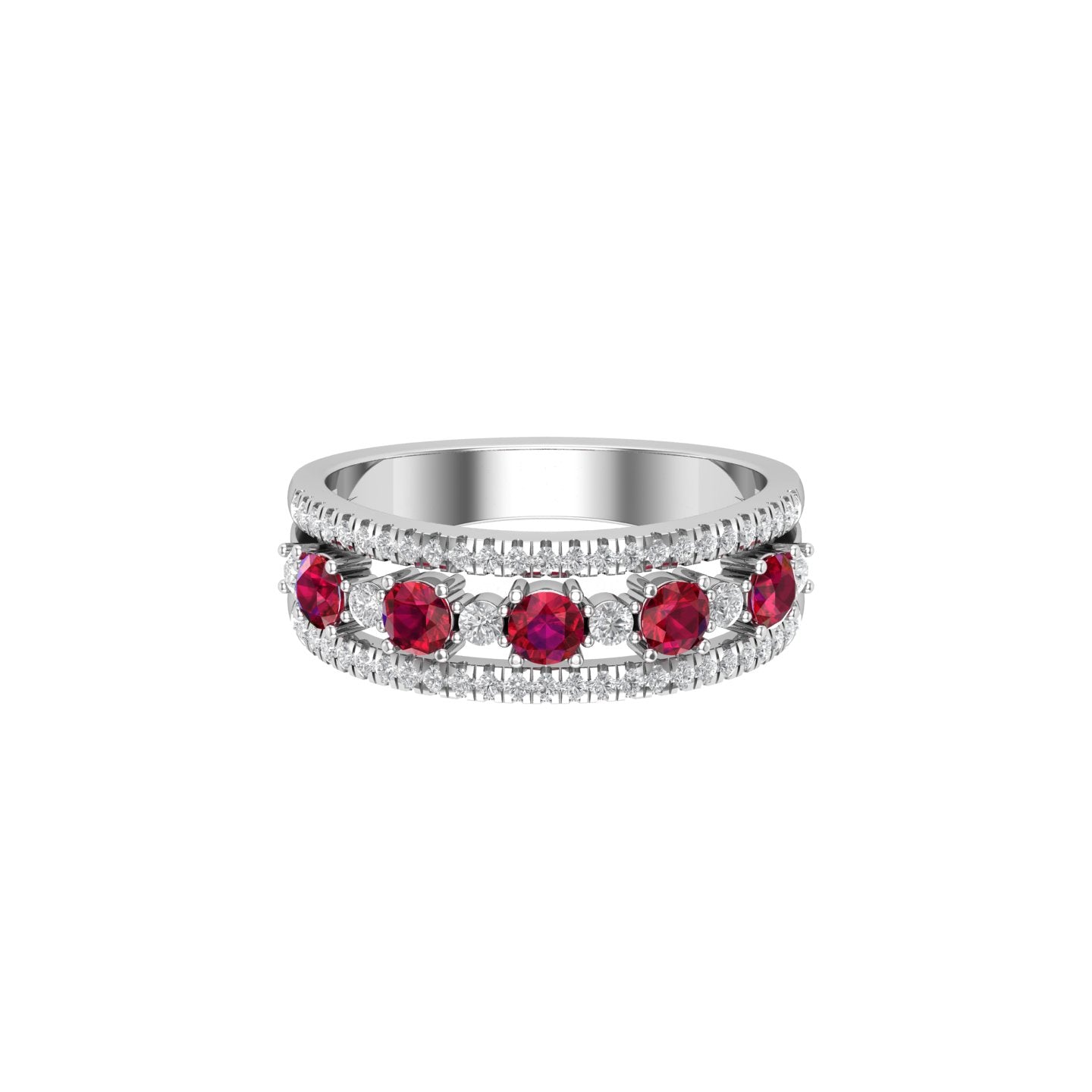 Solid Gold Ruby Diamond Ring
