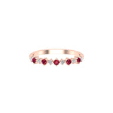 Solid Gold Ruby Diamond Thin Stacking Ring
