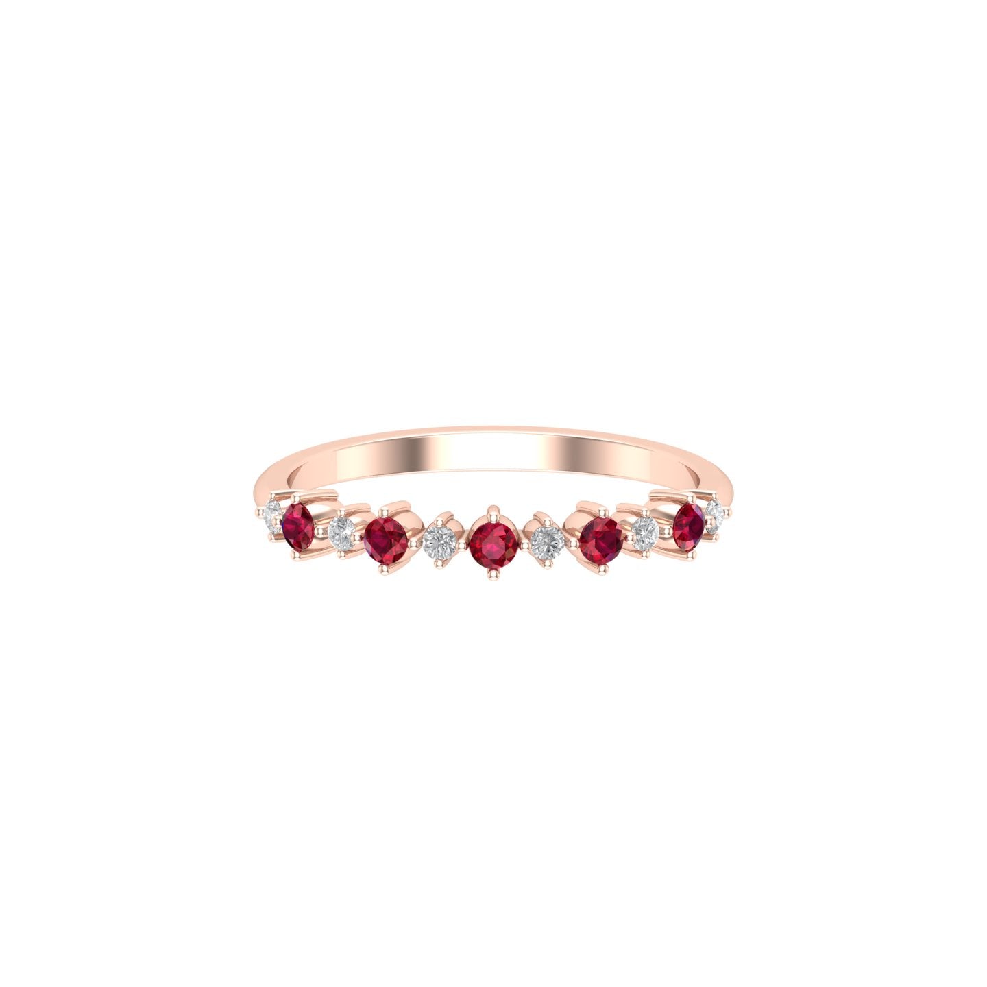Solid Gold Ruby Diamond Thin Stacking Ring
