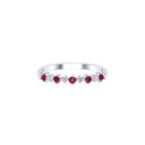 Solid Gold Ruby Diamond Thin Stacking Ring