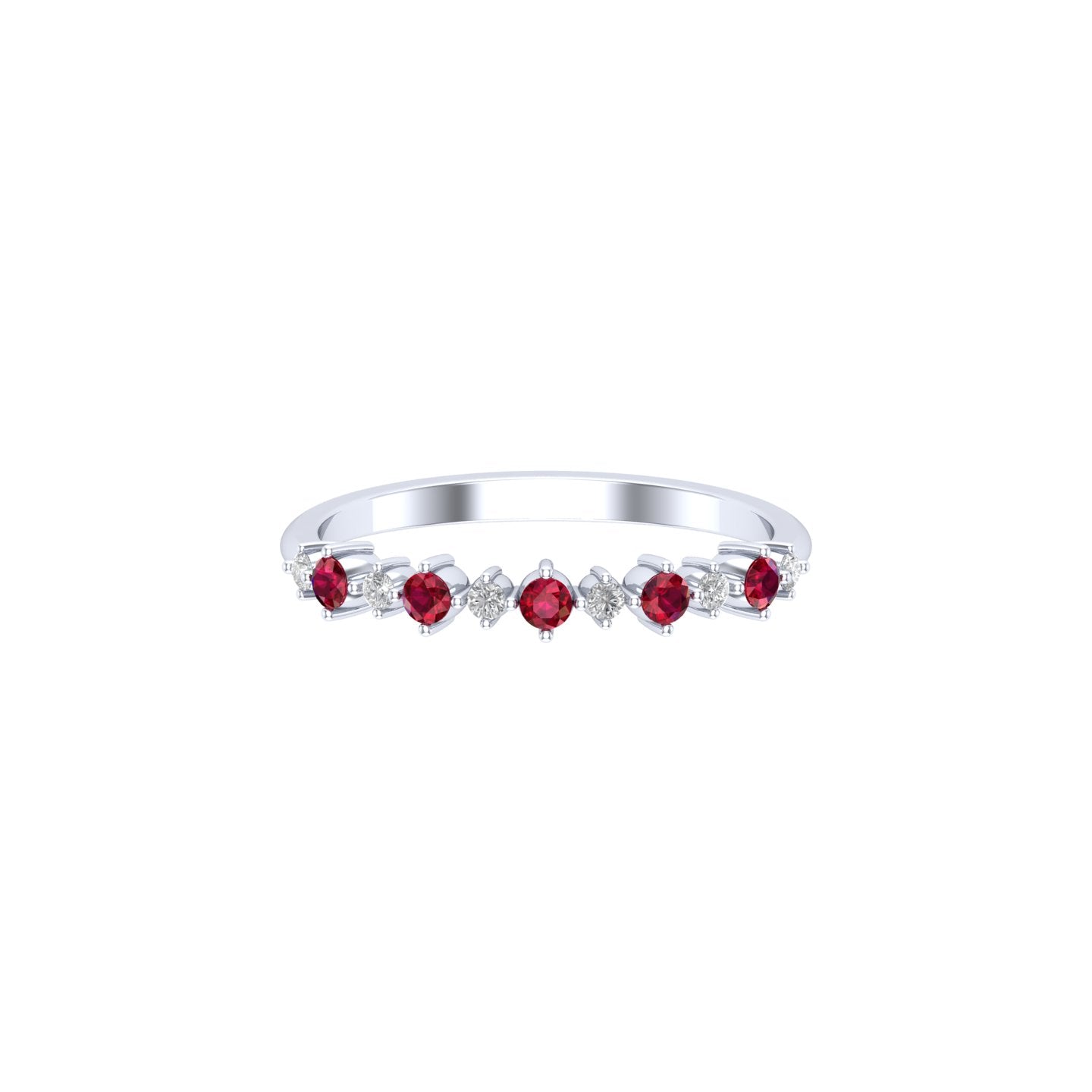 Solid Gold Ruby Diamond Thin Stacking Ring