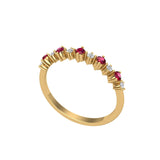 Solid Gold Ruby Diamond Thin Stacking Ring
