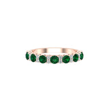 Solid Gold Emerald Diamond Half Eternity Ring
