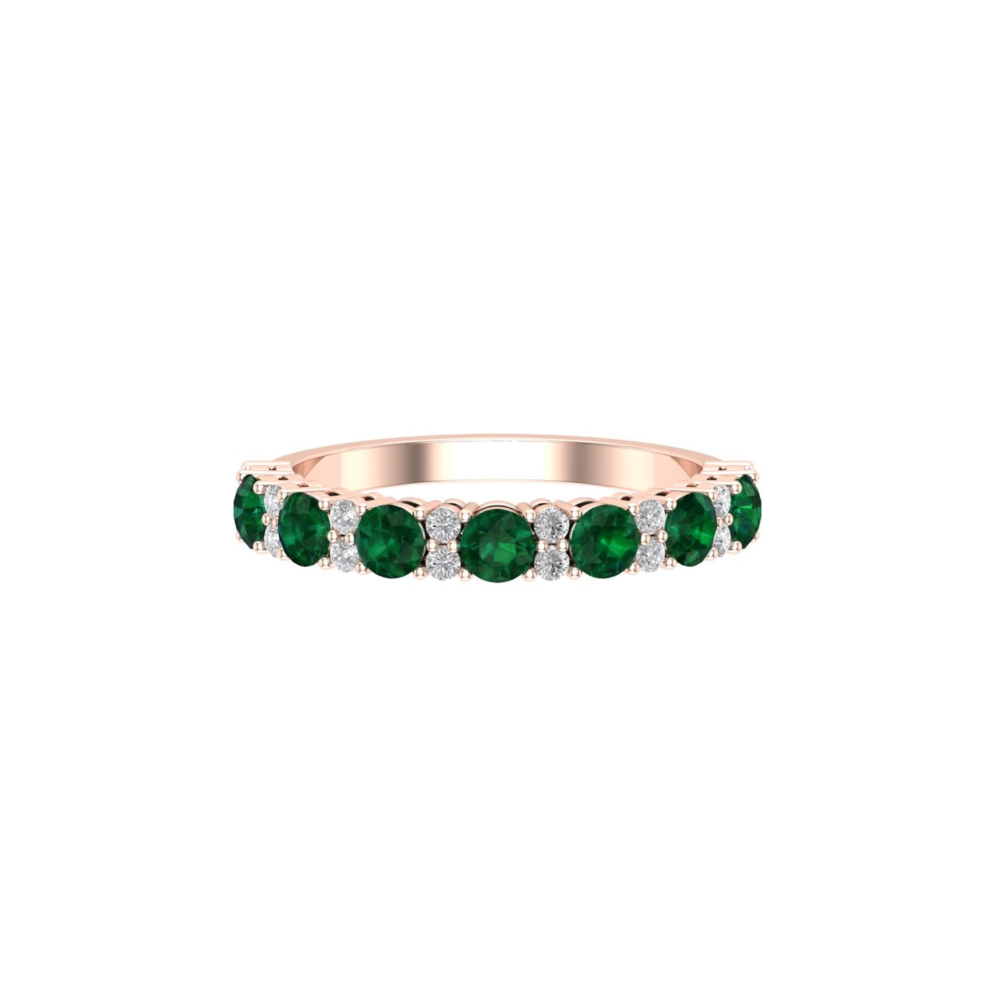 Solid Gold Emerald Diamond Half Eternity Ring