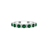 Solid Gold Emerald Diamond Half Eternity Ring