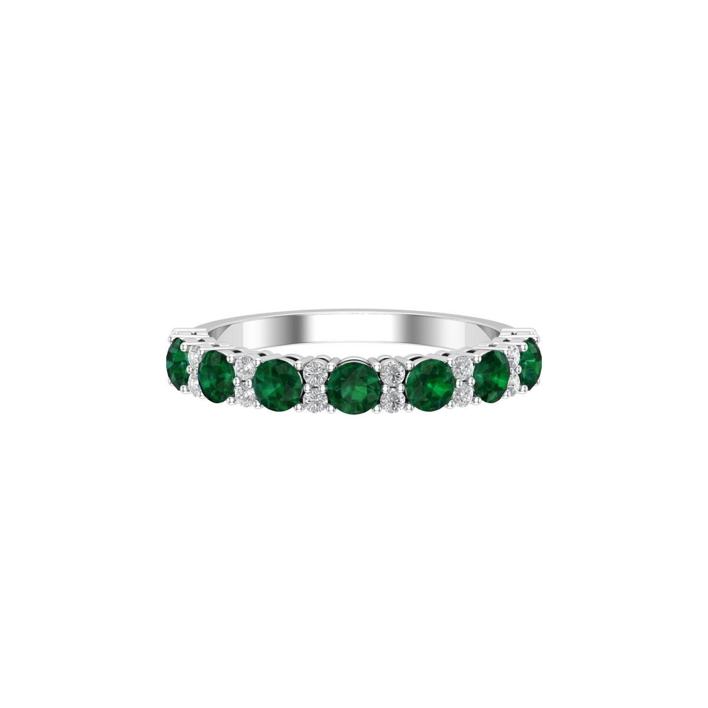Solid Gold Emerald Diamond Half Eternity Ring