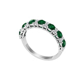 Solid Gold Emerald Diamond Half Eternity Ring