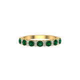 Solid Gold Emerald Diamond Half Eternity Ring
