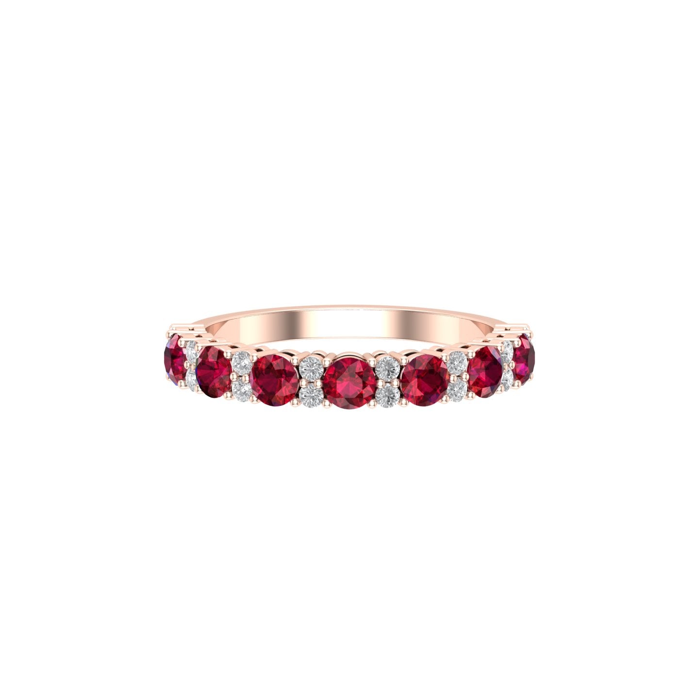 Solid Gold Ruby Diamond Half Eternity Ring