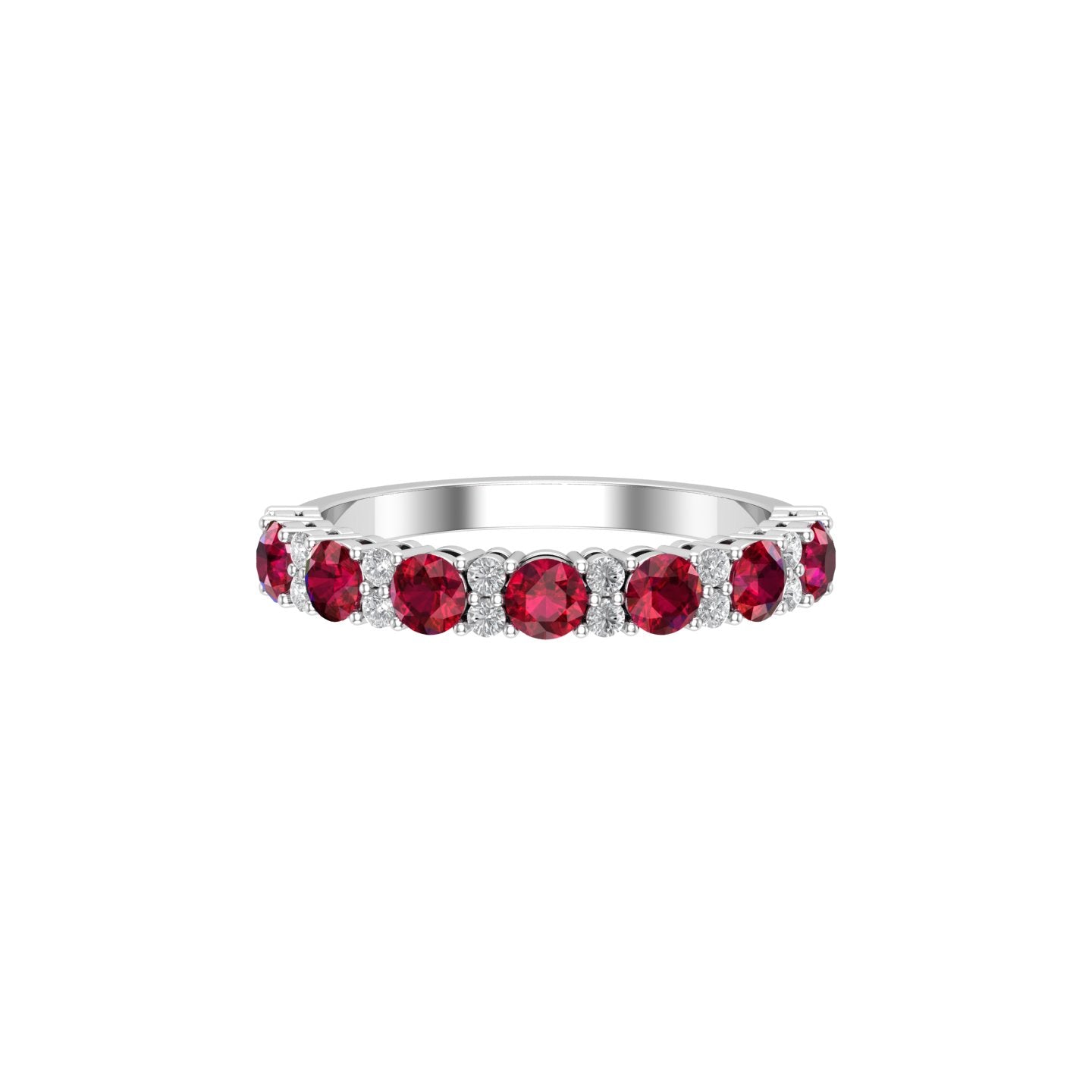 Solid Gold Ruby Diamond Half Eternity Ring