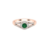 Solid Gold Emerald Solitaire and Diamond Halo Ring