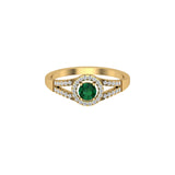 Solid Gold Emerald Solitaire and Diamond Halo Ring