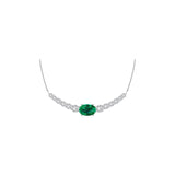 Solid Gold Diamond and Emerald Curved Bar Necklace