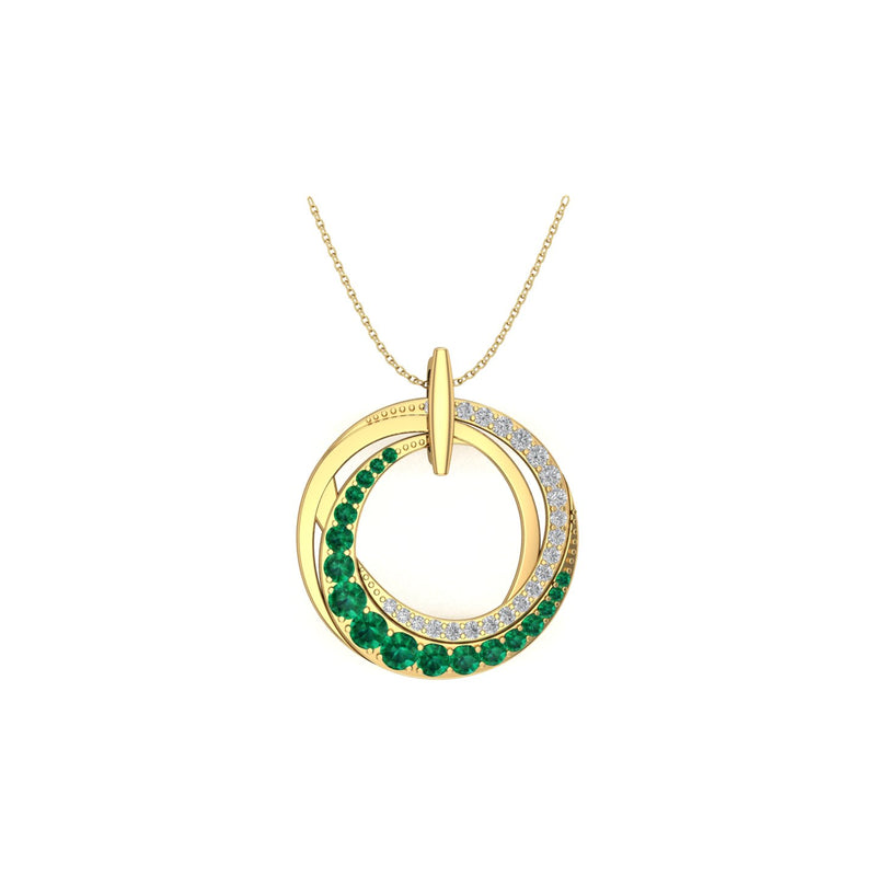 Open Circle Emerald and Diamond Necklace