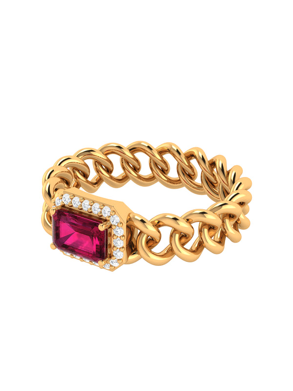 Ruby Diamond Chain Link Ring