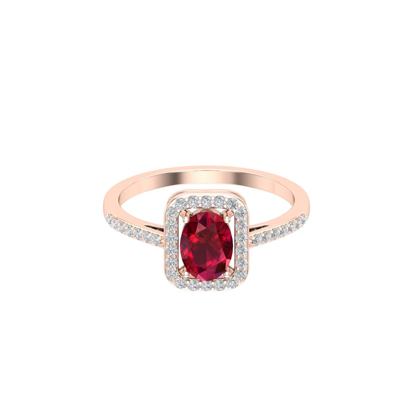 Solid Gold Ruby Diamond Solitaire Ring