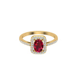 Solid Gold Ruby Diamond Solitaire Ring